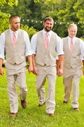 Men beige groomsmen waistcoat-front