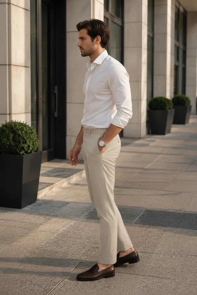 Premium Beige Formal Trouser-Side