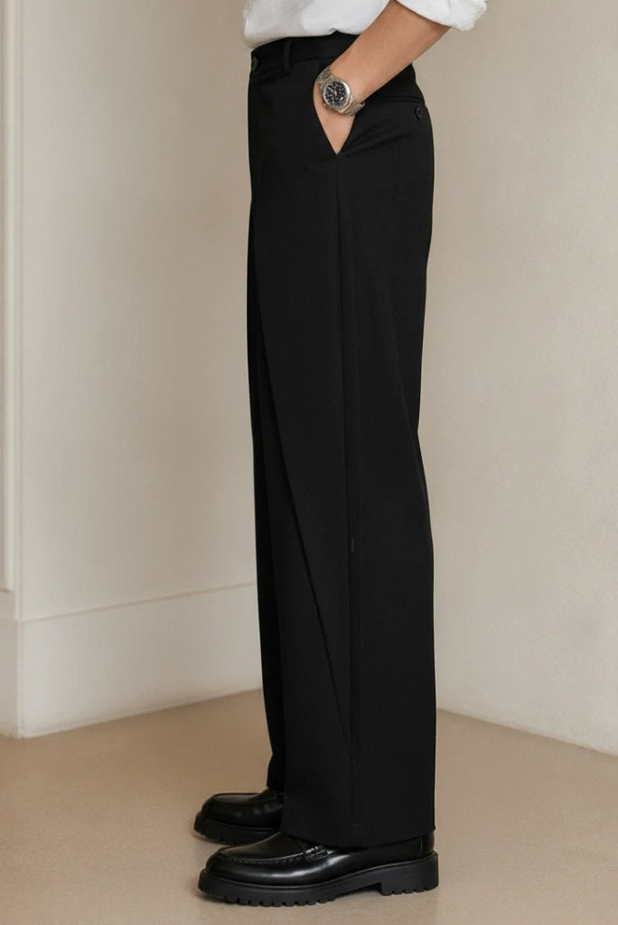 Elegant Black Pleated Pant-Side