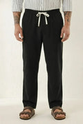 Men Black Linen Trouser-Front