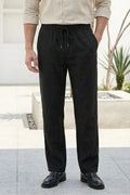 Men Black Casual Linen Pant-Front