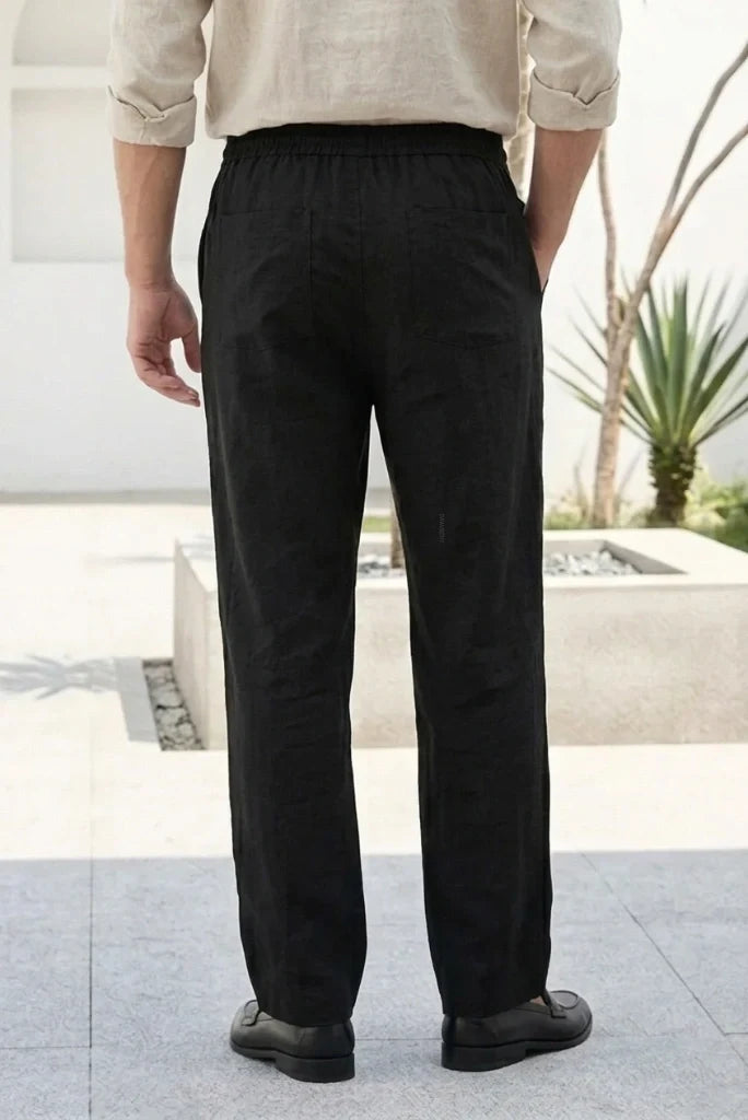 Black Linen Trouser for Men-Back