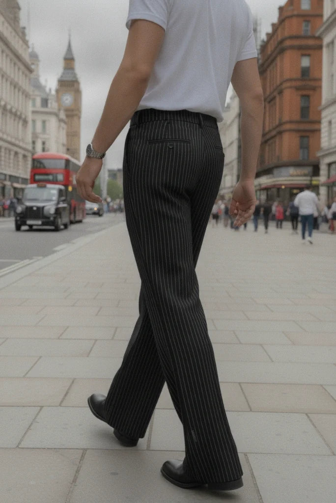 Premium Bootcut Formal Pinstripe Pant for Men-Back