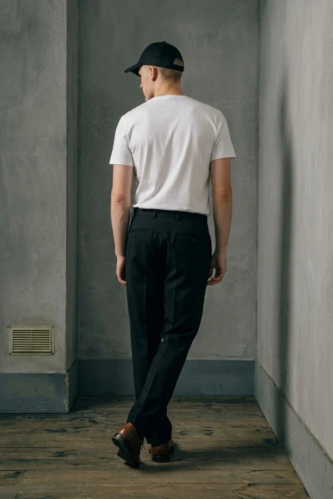 Relaxed Fit Premium Trousers for Men-Back