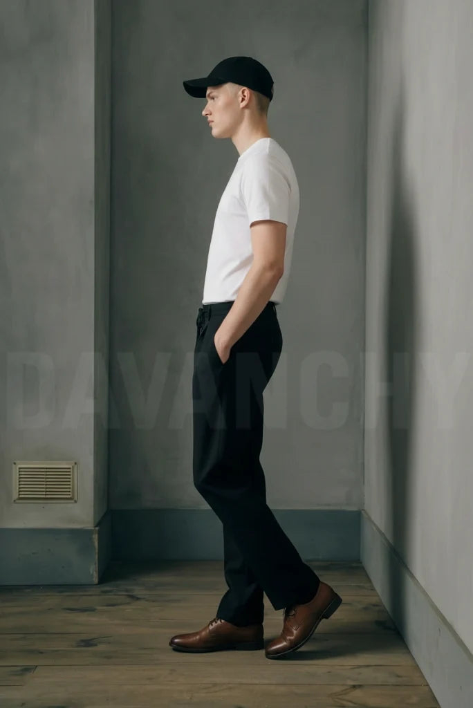 Men Black Premium Regular fit Pant- Side