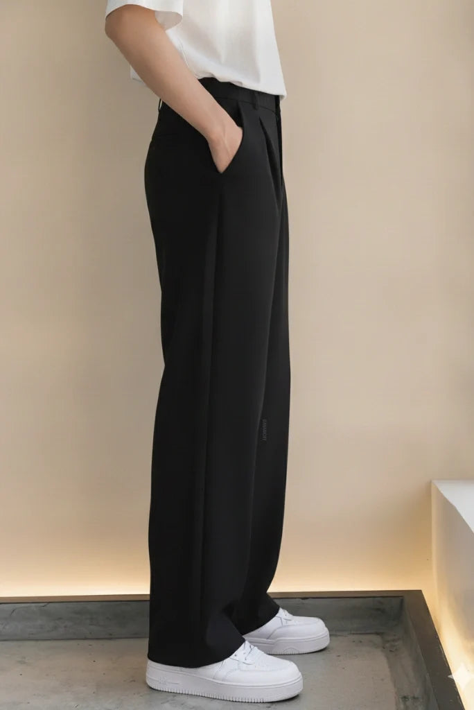 Black Loose Fit Trouser Men-Side