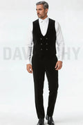 Elegant Black Formal Wear Waistcoat and Pant Set Men-Front