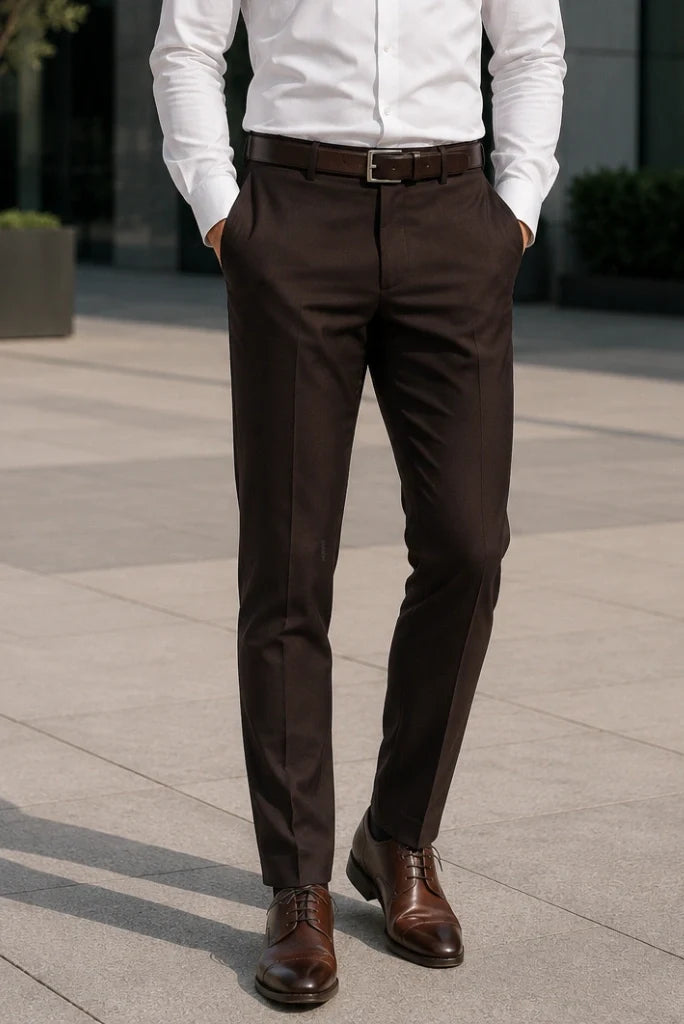 Brown formal pant for men-Front