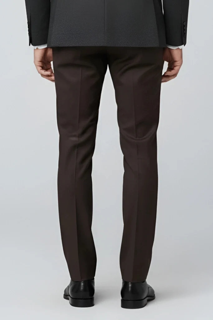 Men Coffee Brown Formal Pant Ready To Wear-Back