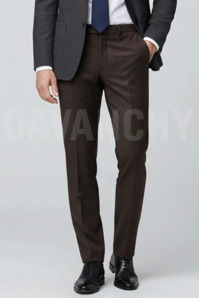 Women Coffee Brown Formal Pant-Front