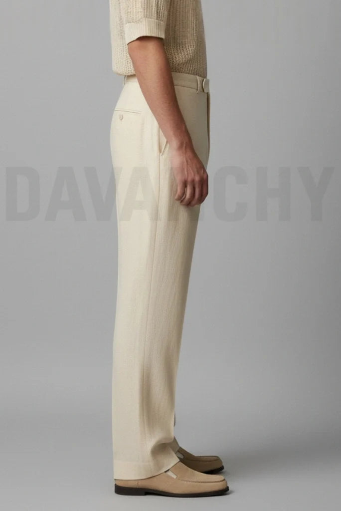 Cream Relaxed Fit Trouser for Men-Side