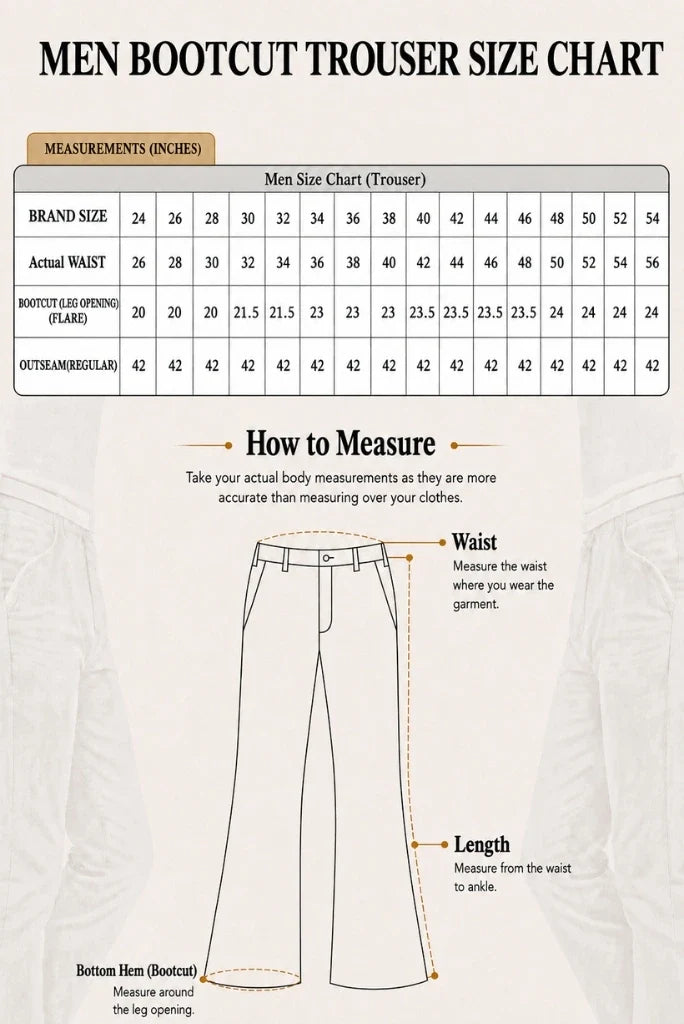 Men Dark Brown Gurkha Korean Pants Bootcut Style Formal Trousers