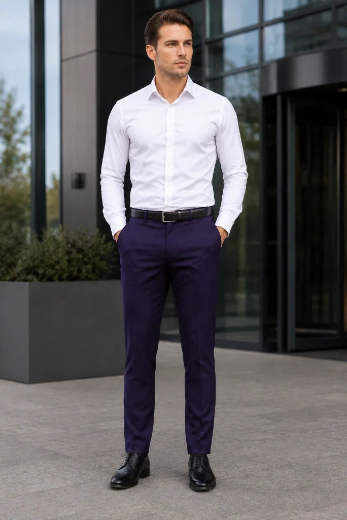 Smart Fit Purple Formal Pant-Front