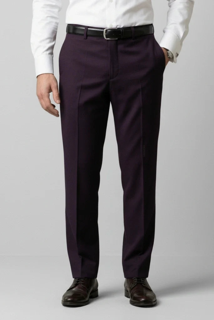 Men Premium Readymade Formal Pant Purple-Front