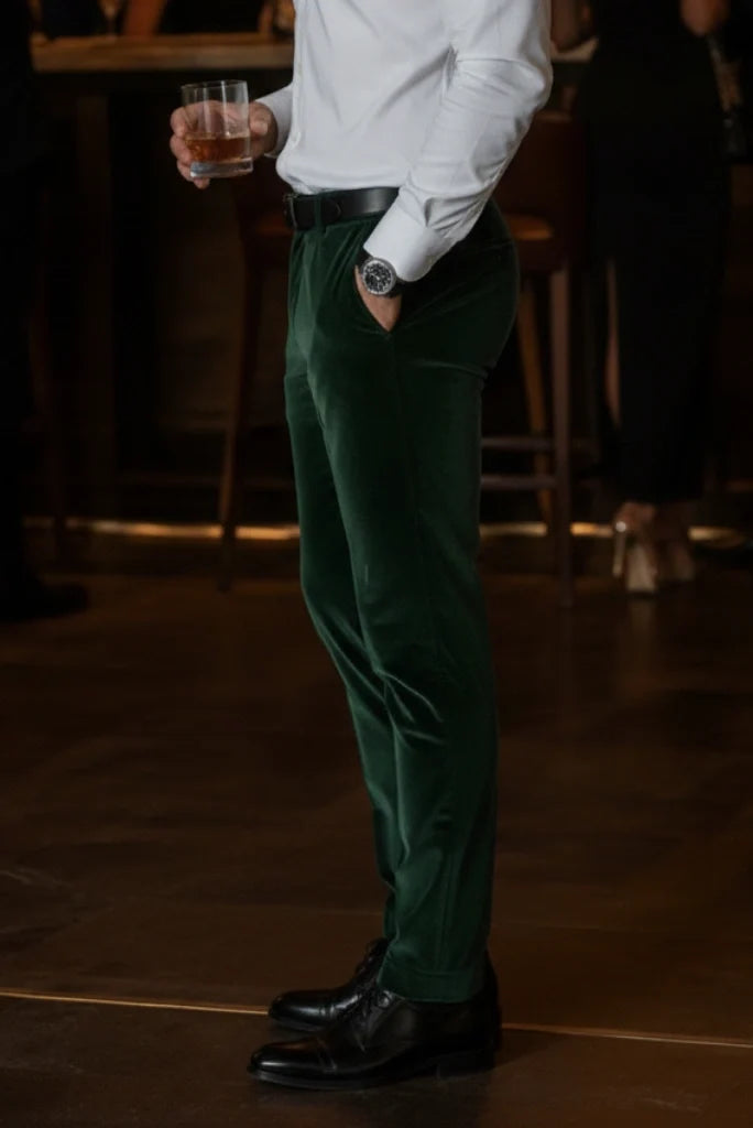Men velvet formal trousers-Side