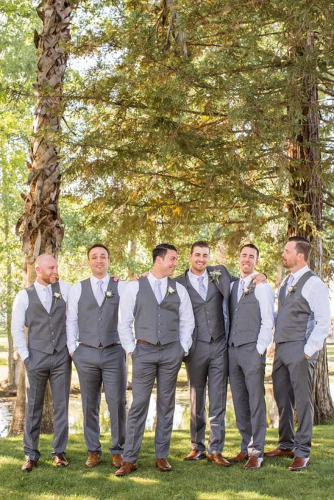 Men grey half jacket and waistcoat-front