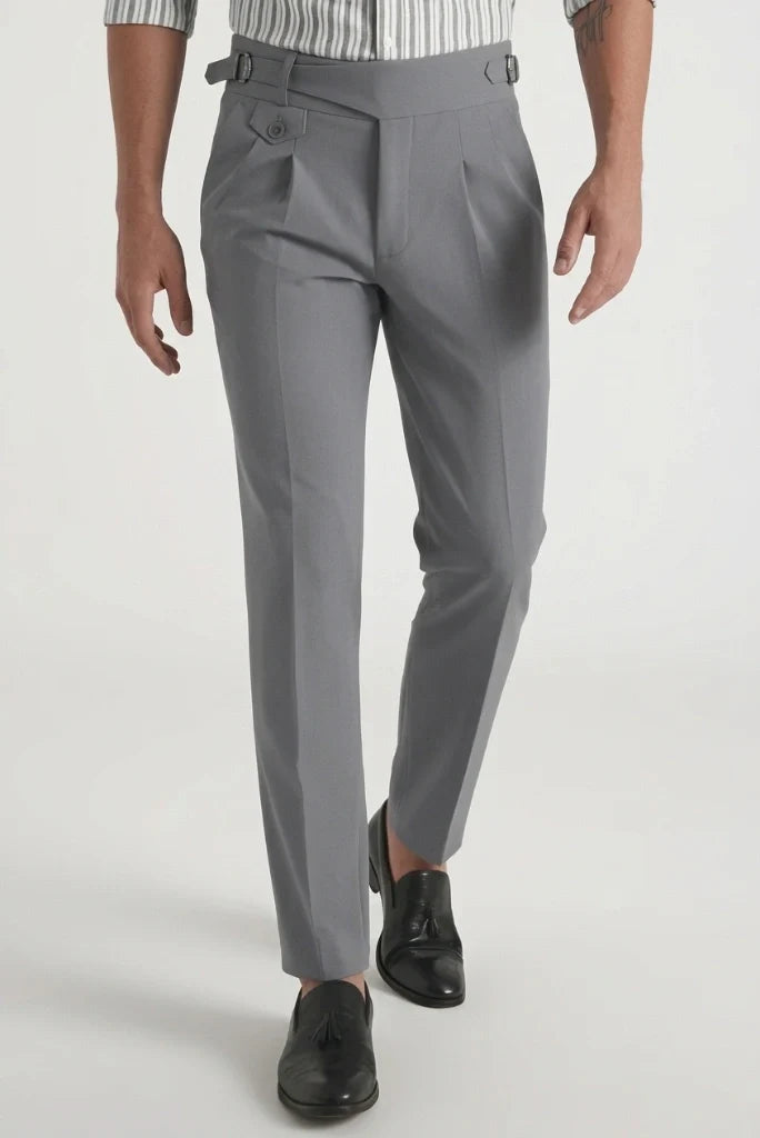 Grey Gurkha Pants for Men-Front