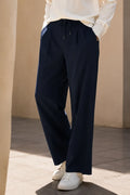 Navy Blue Stylish Casual Drawstring Trouser-Front