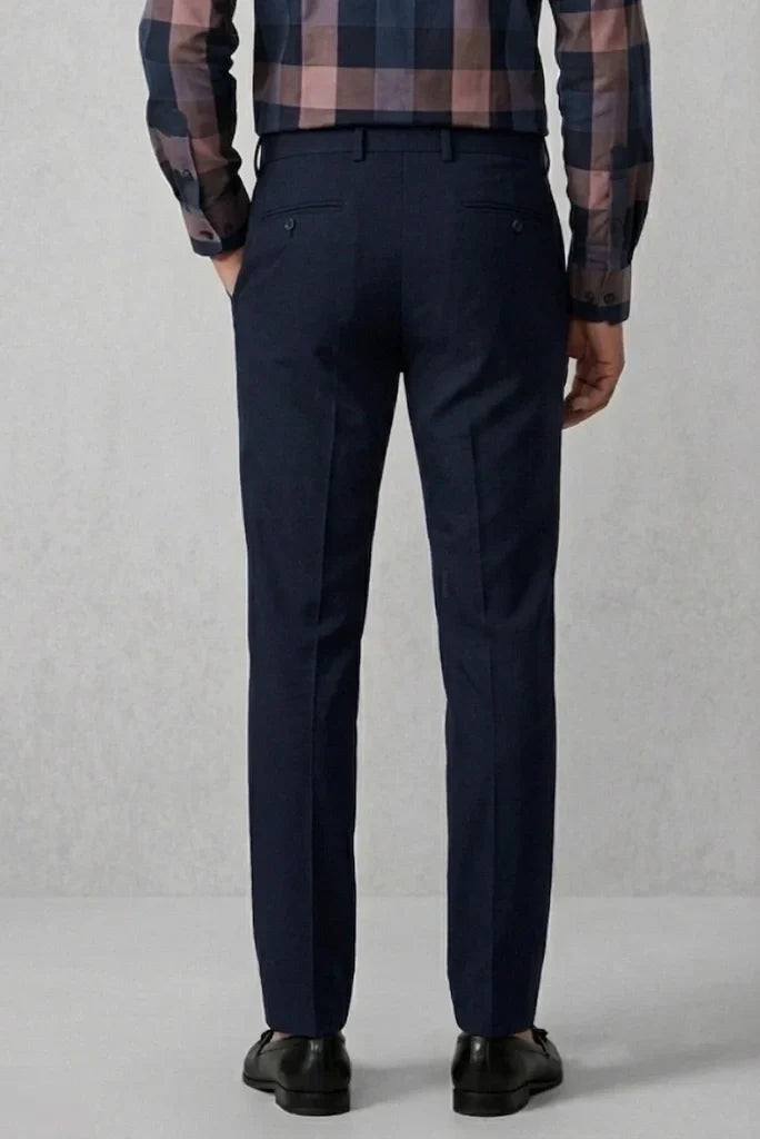 Men's Business Wear Navy Blue Pant-Back
