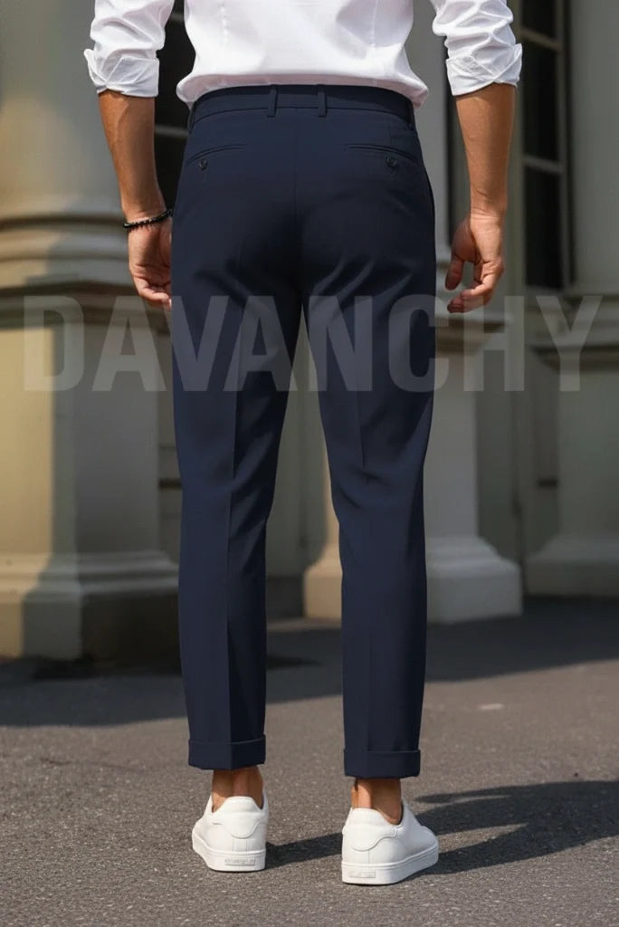 Men Navy blue High Waist Gurkha Pant-Back