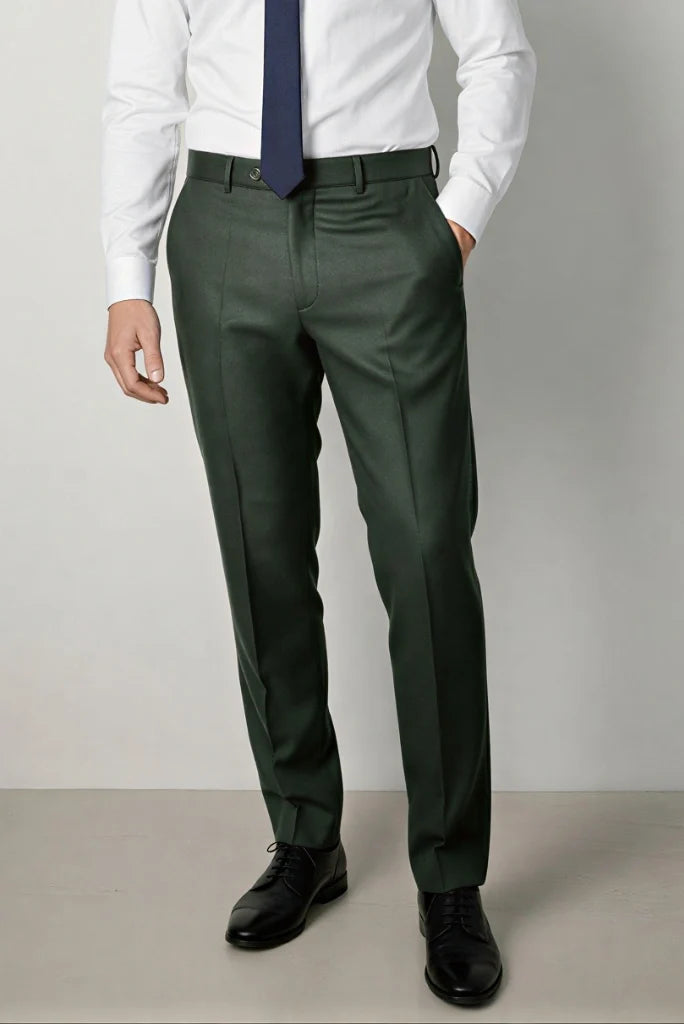 Men Olive Green Premium Formal Readymade Pant-Front