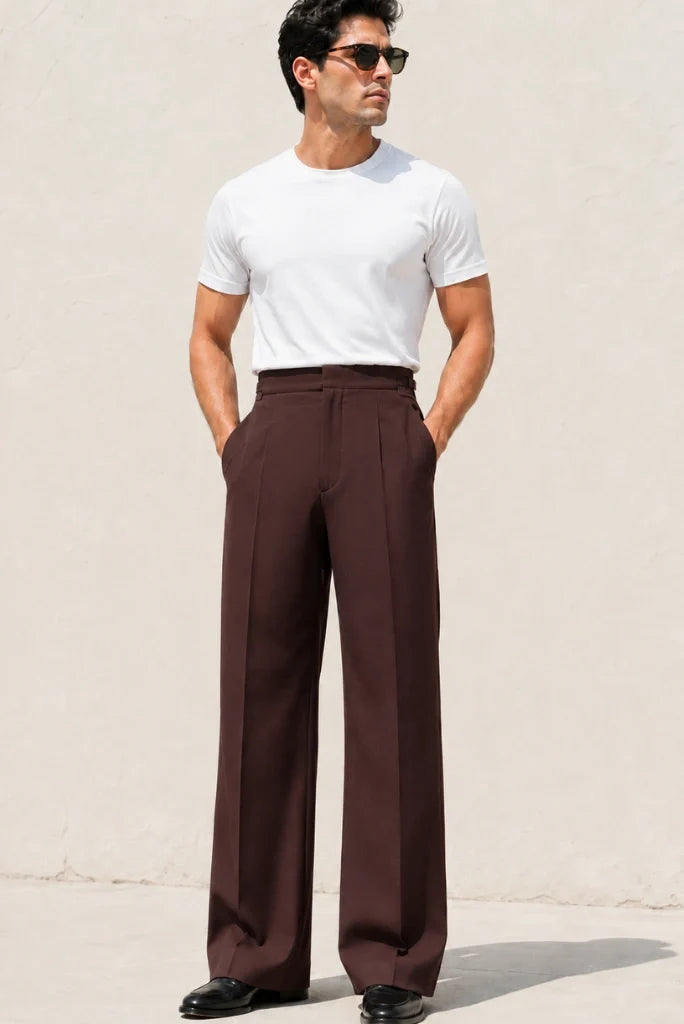 Men Rust Formal Bootcut Pant-Front