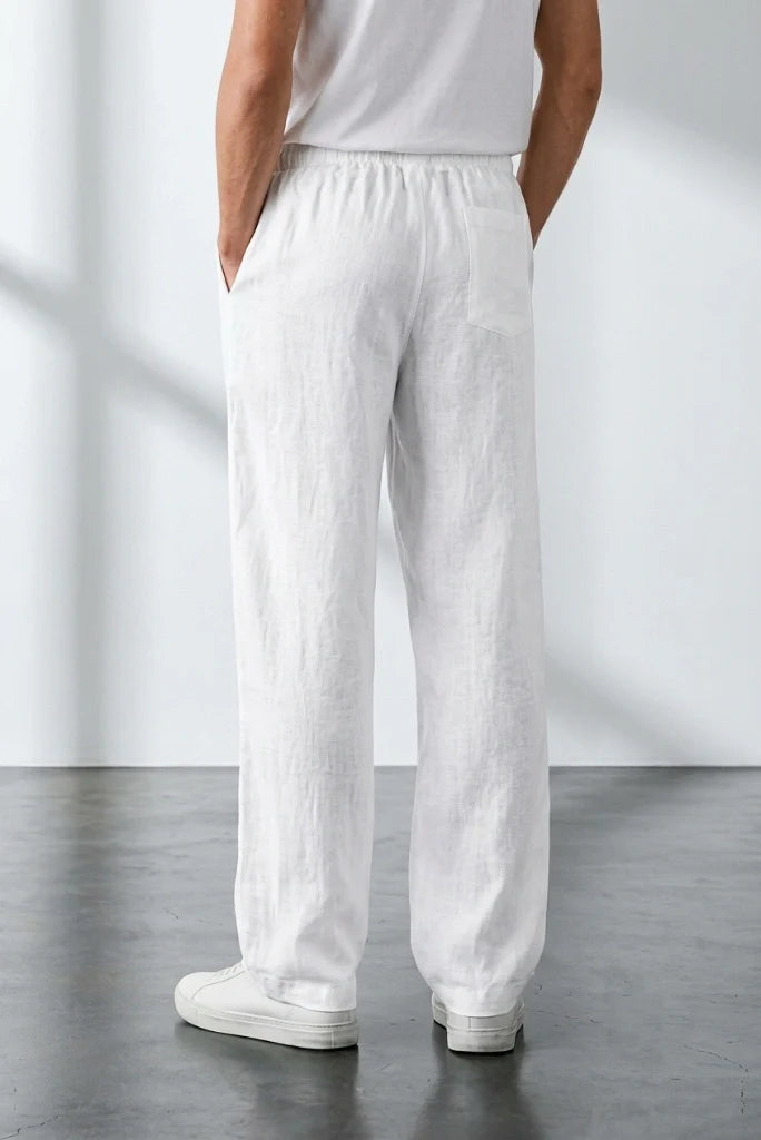 Premium White Linen Trouser-Back