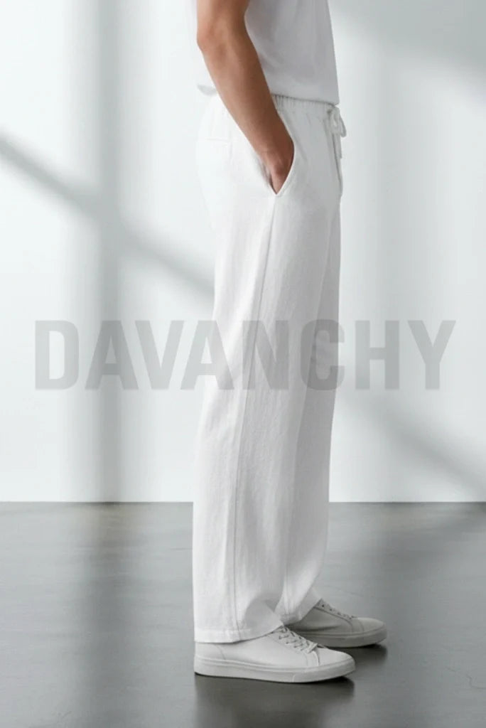 Relaxed fit white trouser-Side