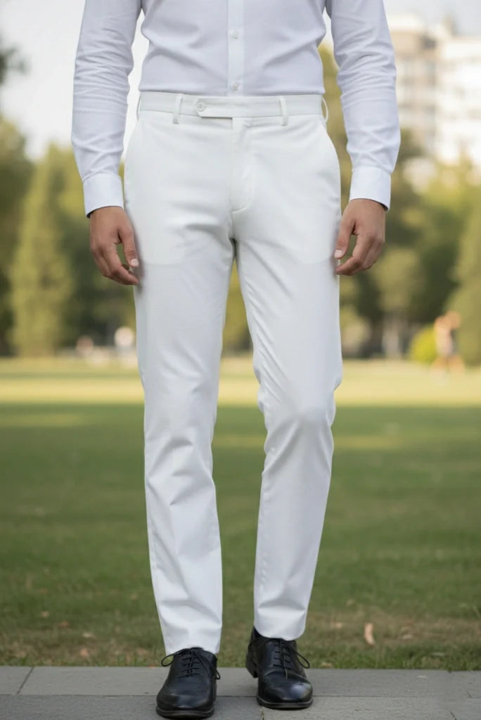 Men White Wedding Pant-Front