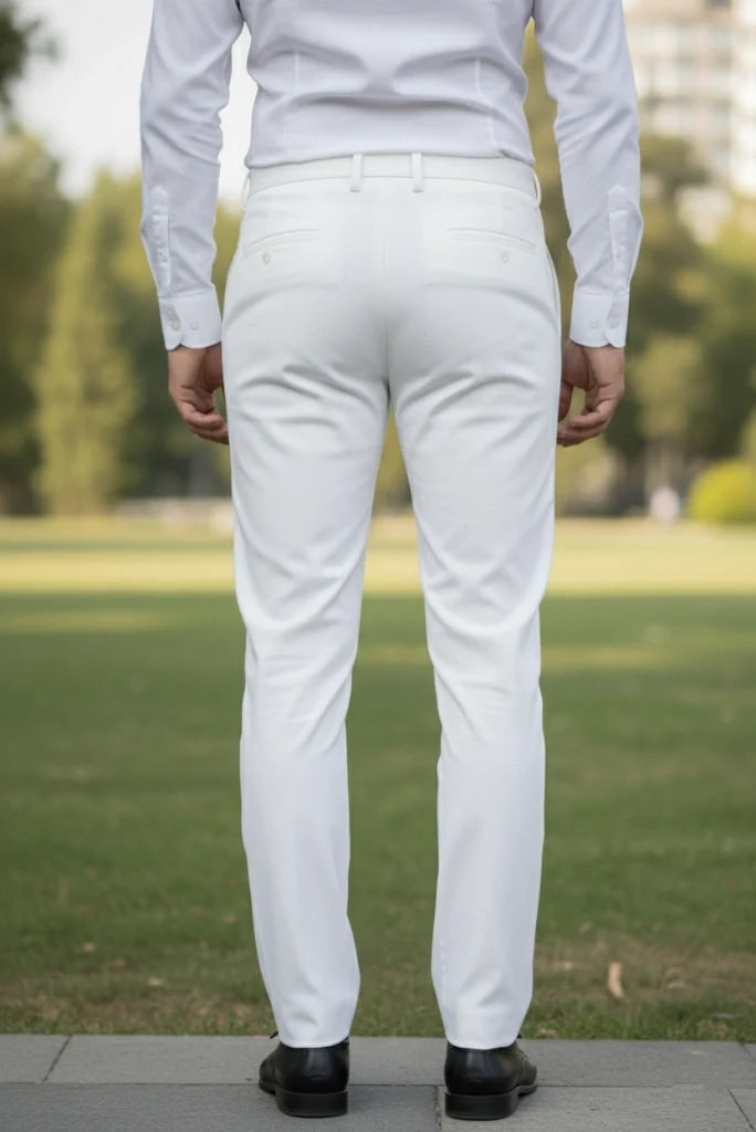 Men White Formal Pant-Back