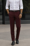 Men Wine Formal Pant-Front