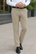 Men Cream Formal Pant-Front