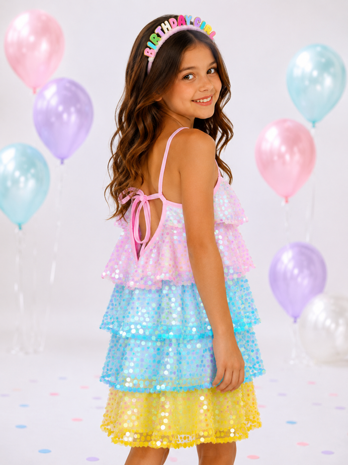 Mermaid Pastel Rainbow Sequin Dress Mia Belle Girls