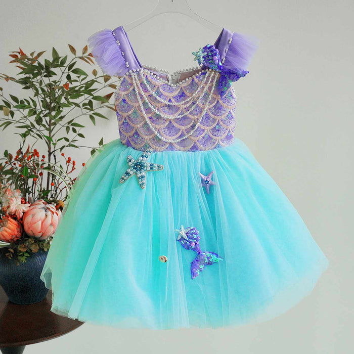 Mermaid Princess Flower Girl Dress with Sequin Bodice Party Gown J891