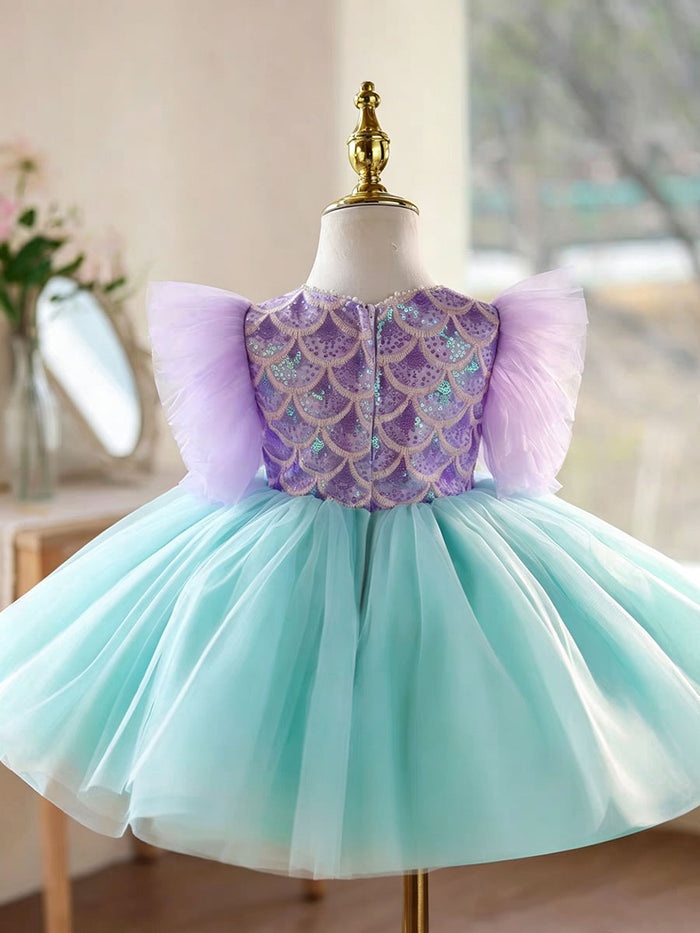 Mermaid Princess Flower Girl Dress with Sequin Bodice Party Gown J891