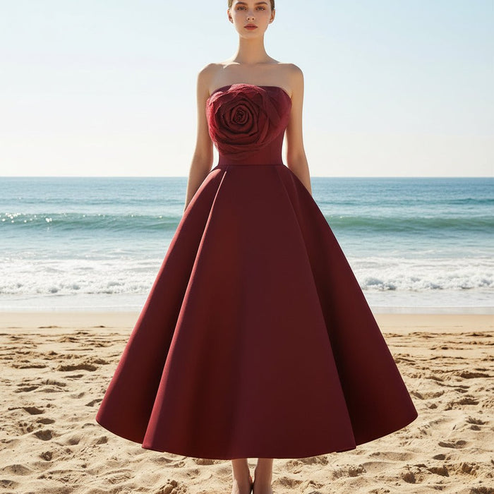 Midi and Short Wedding Dress Formal Gown with Pocket - Rosymae