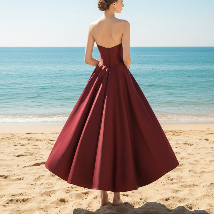 Midi and Short Wedding Dress Formal Gown with Pocket - Rosymae