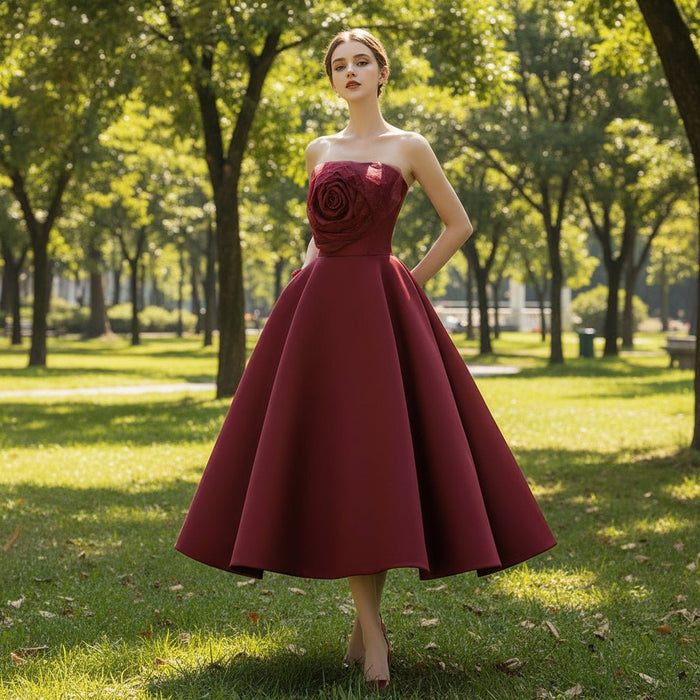 Midi and Short Wedding Dress Formal Gown with Pocket - Rosymae