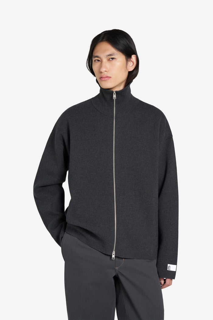 ÉTUDES STUDIO MILANO ZIP CARDIGAN CHARCOAL 2