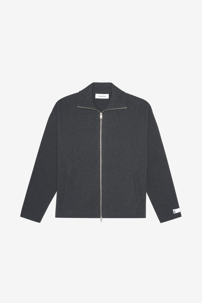 ÉTUDES STUDIO MILANO ZIP CARDIGAN CHARCOAL 1