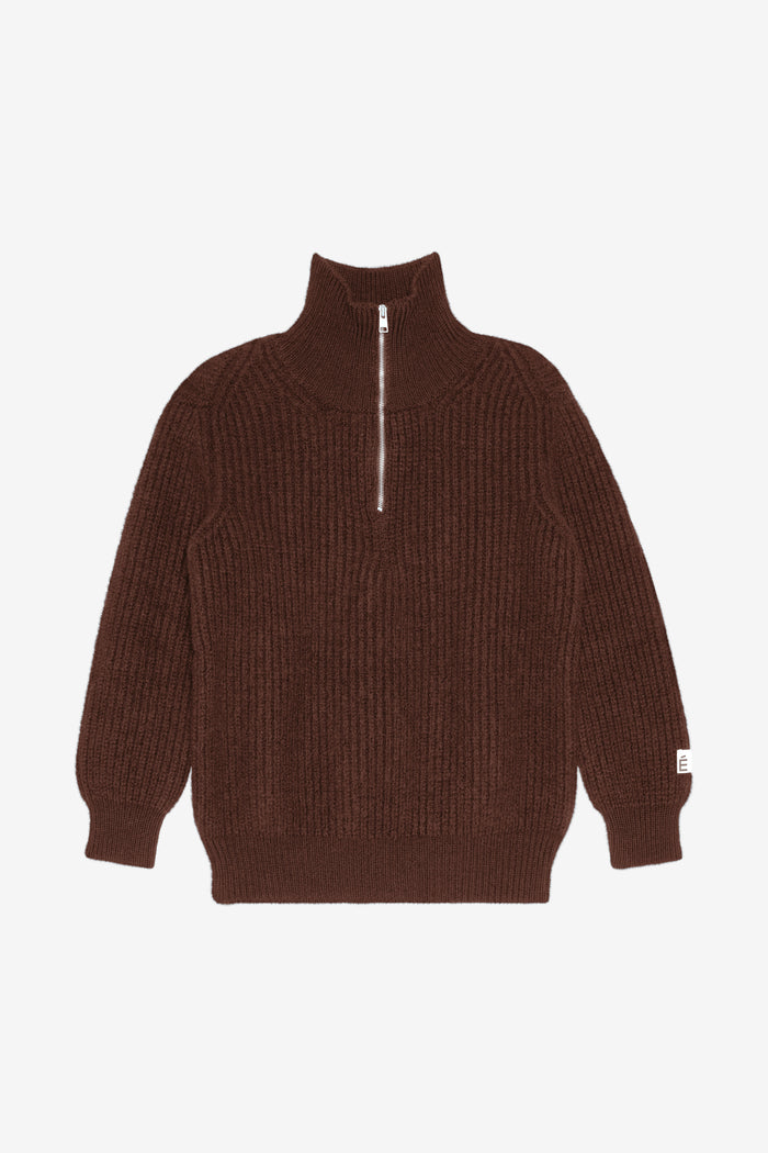 ETUDES STUDIO MILITARY RIB HALF ZIP DARK BROWN 1