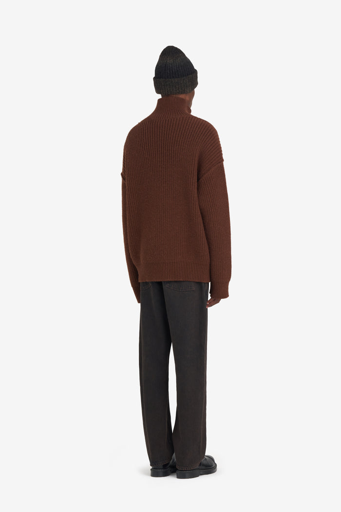 ETUDES STUDIO MILITARY RIB HALF ZIP DARK BROWN 4