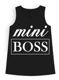 Girls Cute Tops | Black Mini Boss Graphic Tank Top - Mia Belle Girls