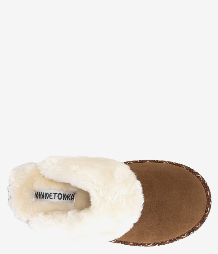Minnetonka Cerise Suede Sherpa Slipper - Tan