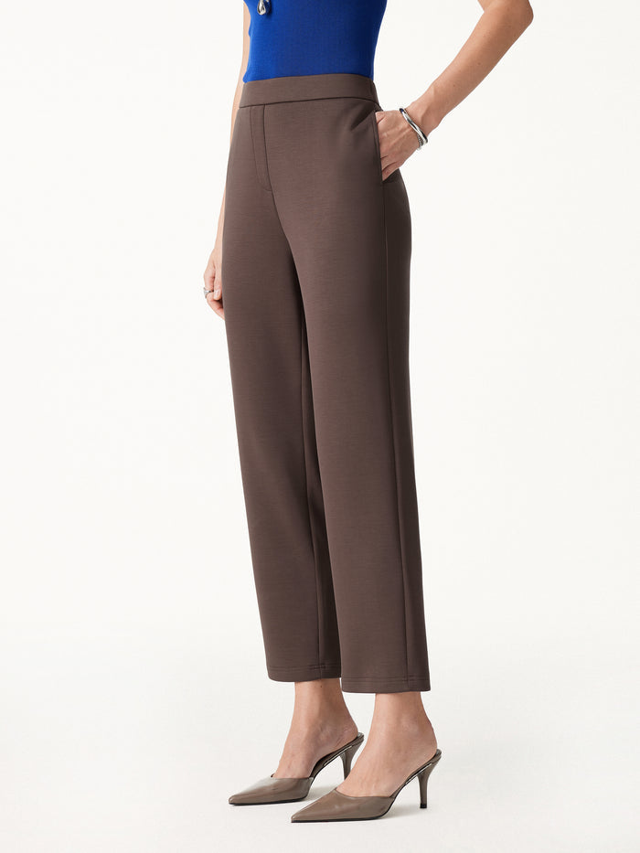 OGLmove Modal Spacer Knit High-Rise Ankled Tapered Pants with Pockets