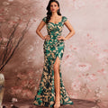 Modest Mermaid-Style Party Dress with Sweetheart Neckline & High Thigh-slit - Rosymae
