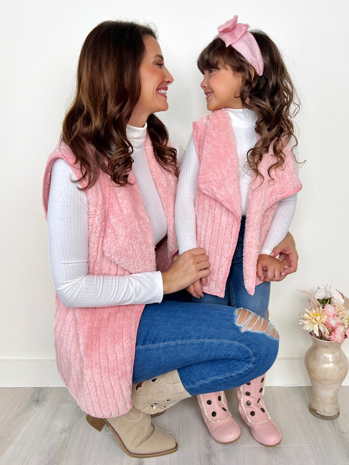 Mommy and Me Blush Cozy Faux Fur Vest Mia Belle Girls