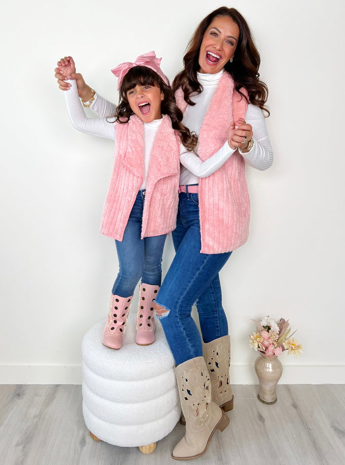Mommy and Me Blush Cozy Faux Fur Vest Mia Belle Girls