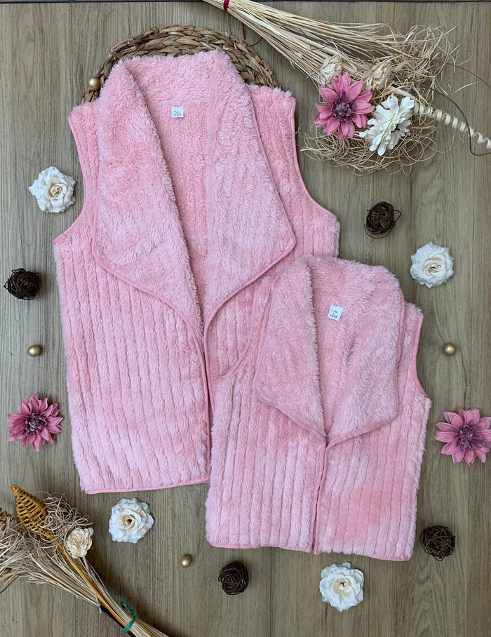 Mommy and Me Blush Cozy Faux Fur Vest Mia Belle Girls