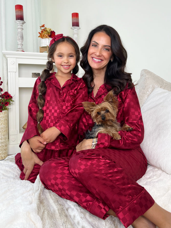 Mommy and Me Checkered Silky Pajamas Mia Belle Girls